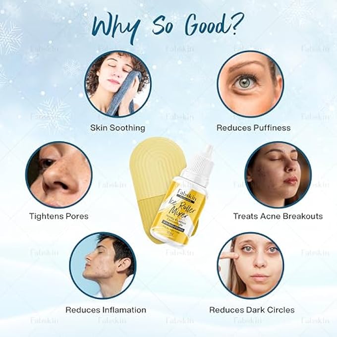 Fabskin أسطوانة ثلجية للوجه والعنق والجسم | مع خلاط أسطوانة ثلجية بالليمون والعسل 30 مل | أسطوانة ثلجية لتدليك الوجه | أسطوانة ثلجية للوجه للرجال والنساء | مجموعة أسطوانة ثلجية للوجه | للبشرة - Image 3